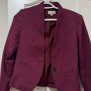 LOFT Rich Plum Textured Blazer